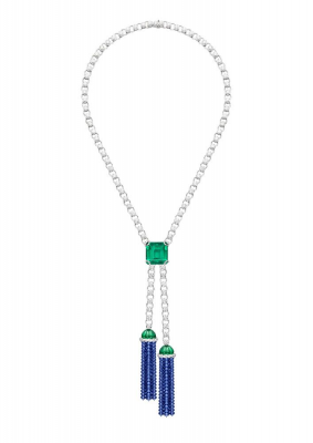 PIAGET-Collection Extremely Piaget-collier-or blanc-diamants-émeraudes-saphirs