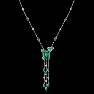 PIAGET-Collection Limelight-Pendentif inspiration Mojito cocktail-or blanc-tourmaline-émeraudes-diamants