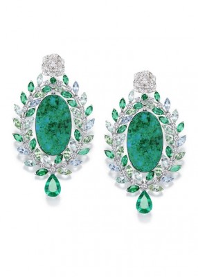 PIAGET-Collection Rose Passion-boucles d'oreilles-or blanc-tourmaline-diamants