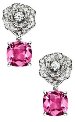 PIAGET-Collection Rose-boucles d'oreilles-or blanc-diamants-tourmalines