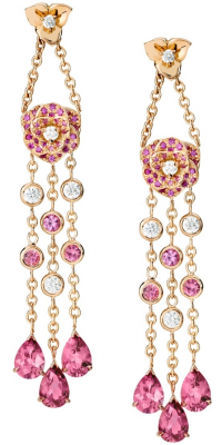PIAGET-Collection Rose-boucles d'oreilles-or rose-saphirs-tourmalines-diamants