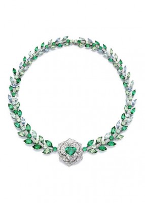 PIAGET-Collier Rose Passion-or blanc-diamants-tourmaline