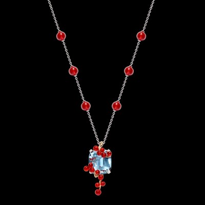 PIAGET-Pendentif Limelight inspiration cocktail Lagoon Sea-or blanc-or-aigue marine-opales de feu-diamants-émeraudes