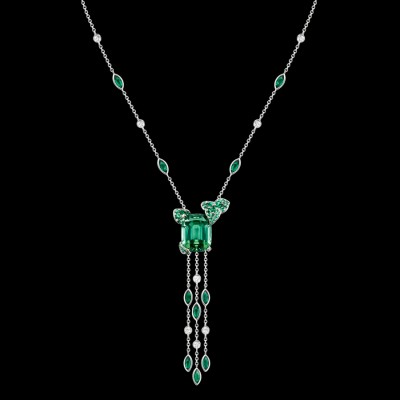 PIAGET-Pendentif Limelight inspiration cocktail Mojito-or blanc-tourmaline verte-émeraudes-diamants