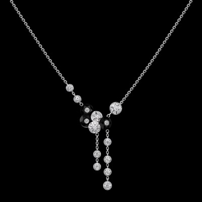 PIAGET-Pendentif Limelight motif sequins-or blanc-diamants-onyx sculpté