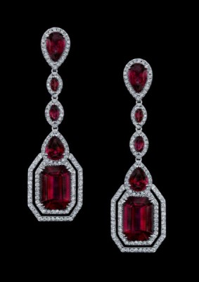 PROCOP Robert-Collection Parisian-Boucles d'oreilles-Rubellite-diamants