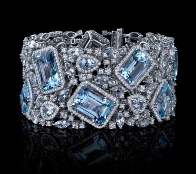 PROCOP Robert-Collection Parisian-bracelet-or blanc-topaze bleus-diamants