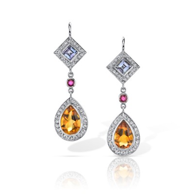 RICARDO BASTA-diamants-tanzanites-rubis-boucles d'oreilles
