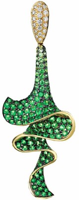RODNEY RAYNER-Tsavorite-diamant-boucles d'oreilles