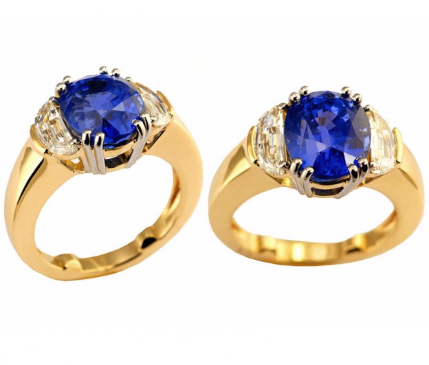 SIKIRDJI Laurent-bague-saphir birman 5.05ct-diamants demi lune-or jaune