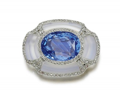 #Sapphire #Moonstone #Diamond #Brooch #1920s