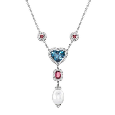 THEO FENNEL-Collier-Tanzanite-spinelles-diamants-perle d'eau douce