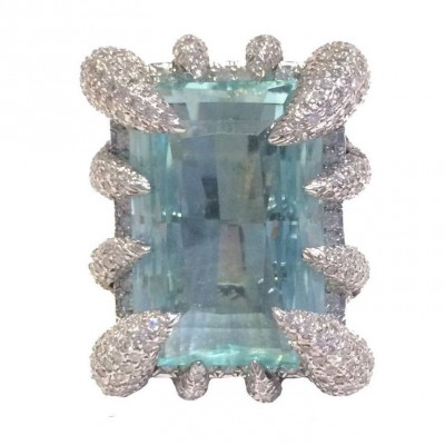 TONY DUQUETTE-Bague Cocktail-Aigue marine-diamants