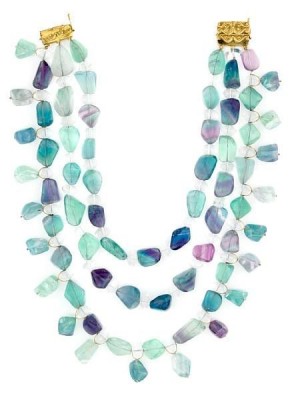 TONY DUQUETTE-Collier-fluorite-quartz-vermeil