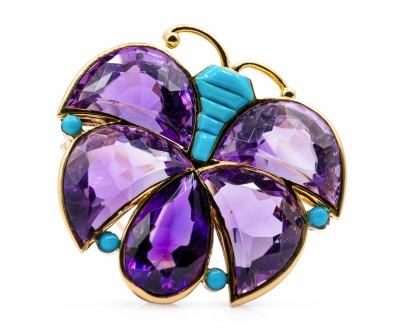 #VAN-CLEEF-&-ARPELS-#Brooch-#Amethyst-#Turquoise-#Améthyste