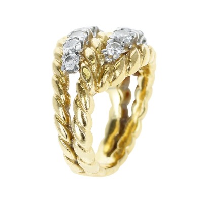 #VAN CLEEF & ARPELS #Gold #Diamond #Twisted Rope Ring #Or #diamants