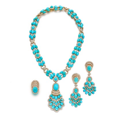 #VAN CLEEF & ARPELS #Turquoise #Diamond #Parure #Circa 1970 #diamants