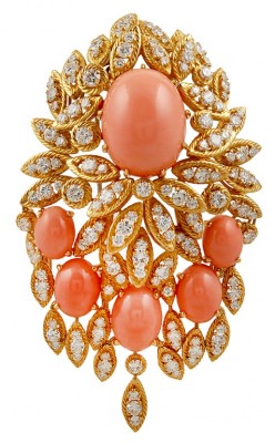 VAN CLEEF & ARPELS-diamants-corail-broche