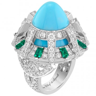#VAN CLEEF and ARPLES #Ring #whiteGold #Diamonds #Turquoise #Emeralds #2021