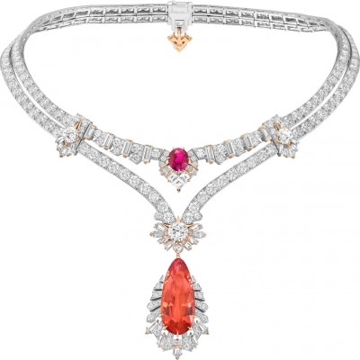 #VAN CLEEF and ARPLES #necklace #whiteGold #Topaz #Rubellite #Diamonds #2021
