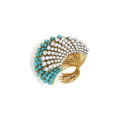 #VAN CLEEF et ARPELS #brooch #diamonds #turquoises