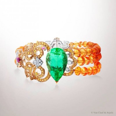VAN ClEEF & ARPELS-Bracelet Solor-Haute Joaillerie-Collection Ballet Précieux La Bayadère-grenat Mandarin-toumaline verte