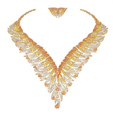 VAN ClEEF & ARPELS-Collection Pierres de Caractère-collier Rayons Précieux-or-dimants-saphirs-grenats Mandarin
