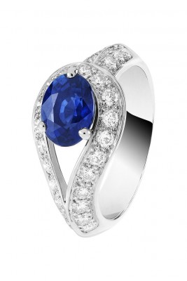 VAN ClEEF & ARPELS-Collection Pierres de Couleur-bague solitaire-platine-saphir-diamants