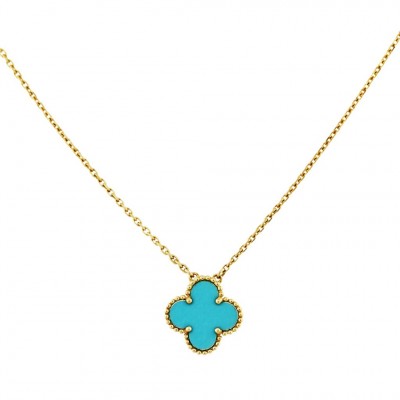 VAN ClEEF & ARPELS-Pendentif-Collection Alhambra-Turquoise-or jaune