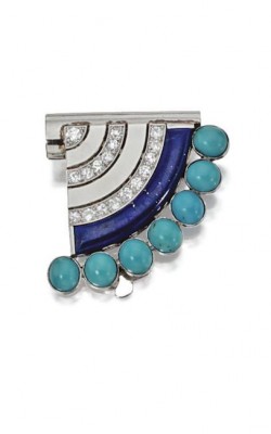 VAN ClEEF & ARPELS-art déco-turquoise-Lapis Lazuli-diamant-broche