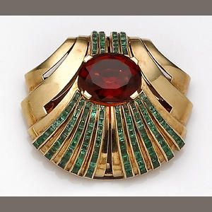 VAN ClEEF & ARPELS-citrine-émeraude-broche