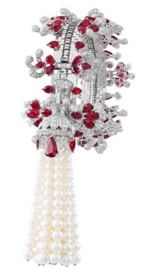 VAN ClEEF & ARPELS-or blanc-collier Zip-rubis-diamants-perles de culture