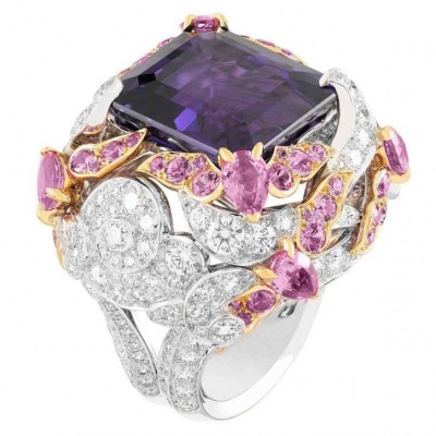 VAN ClEEF & ARPELS-or blanc-diamants-or rose-saphirs roses-saphir violet