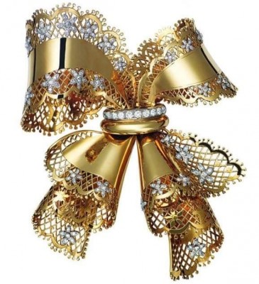 #Van Cleef & Arpels #Noeud Dentelle #or jaune #platine #diamants #1945