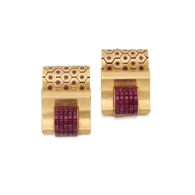 #Van Cleef & Arpels #ruby #double clips #rubis #1930s