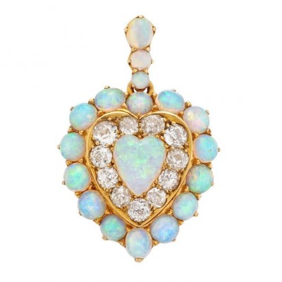 #Victorian #Opal #Diamond #Gold #Pendant