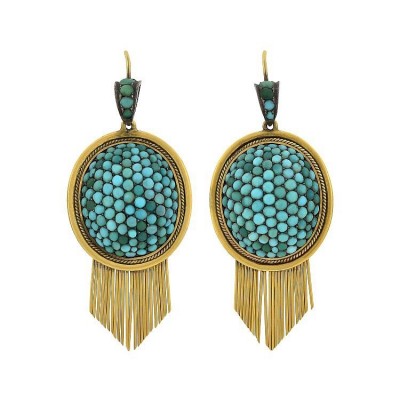 #Victorian fringe earrings #15-karat yellow gold #Persian turquoise #Turquoise Iran