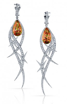 WEBSTER STEPHEN-Boucle d'oreille Couture-or blanc-diamants-Zultanite