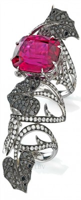 WEBSTER STEPHEN-Collection  Dark Jewel-Bague Dom Perignon-rubellite-diamants