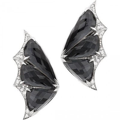 WEBSTER STEPHEN-Collection Flight  by Night-boucles d'oreilles-Crystal Haze-or blanc-hématite-quartz-diamants