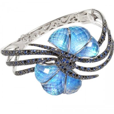 WEBSTER STEPHEN-Collection Forget me not-bracelet Bow crystal haze-or blanc-opale noire-quartz-saphirs-diamants noirs