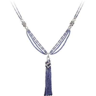 WEBSTER STEPHEN-Collection Forget me not-collier Cascade beaded-or blanc-saphirs-diamants