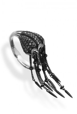 WEBSTER STEPHEN-Collection Jewels Verne-Bague Baby Jelly Fish-or blanc-diamants noir