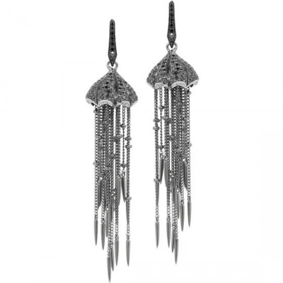 WEBSTER STEPHEN-Collection Jewels Verne-boucles d'oreilles Jellyfish-or blanc-diamants noirs-diamants blancs