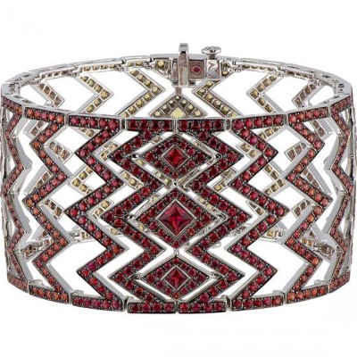 WEBSTER STEPHEN-Collection Lady Stradust-bracelet-or blanc-saphirs jaunes-saphirs oranges