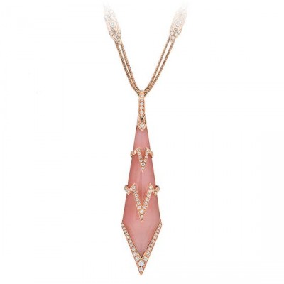 WEBSTER STEPHEN-Collection Lady Stradust-pendentif Crystal Haze-or rose-opale-quartz-diamants