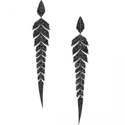 WEBSTER STEPHEN-Collection Magnipheasant-boucles d'oreilles Pavé-or blanc-diamants noirs