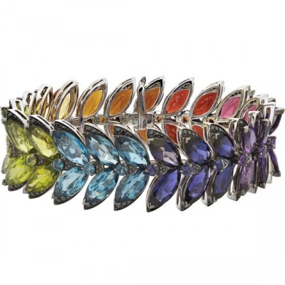 WEBSTER STEPHEN-Collection Magnipheasant-bracelet Feathers-or blanc-citrine-améthyste-rhodolites-grenats-topazes-péridots-iolites-diamants noirs