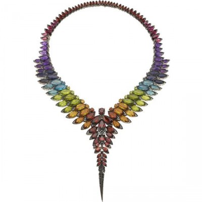 WEBSTER STEPHEN-Collection Magnipheasant-collier Feathers-or blanc-citrine-améthyste-rhodolites-grenats-topazes-péridots-iolites-diamants noirs
