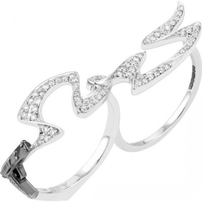 WEBSTER STEPHEN-Collection Murder she Wrote-bague Smoking gun deux doigts-or blanc-rhodium noir-argent-diamants